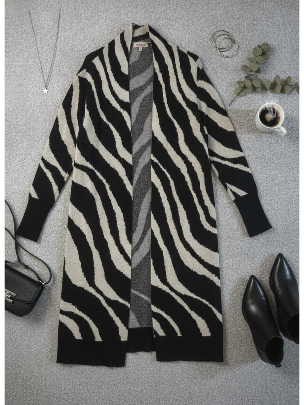 Philosophy Republic Clothing Zebra Print Open Front Cardigan XL